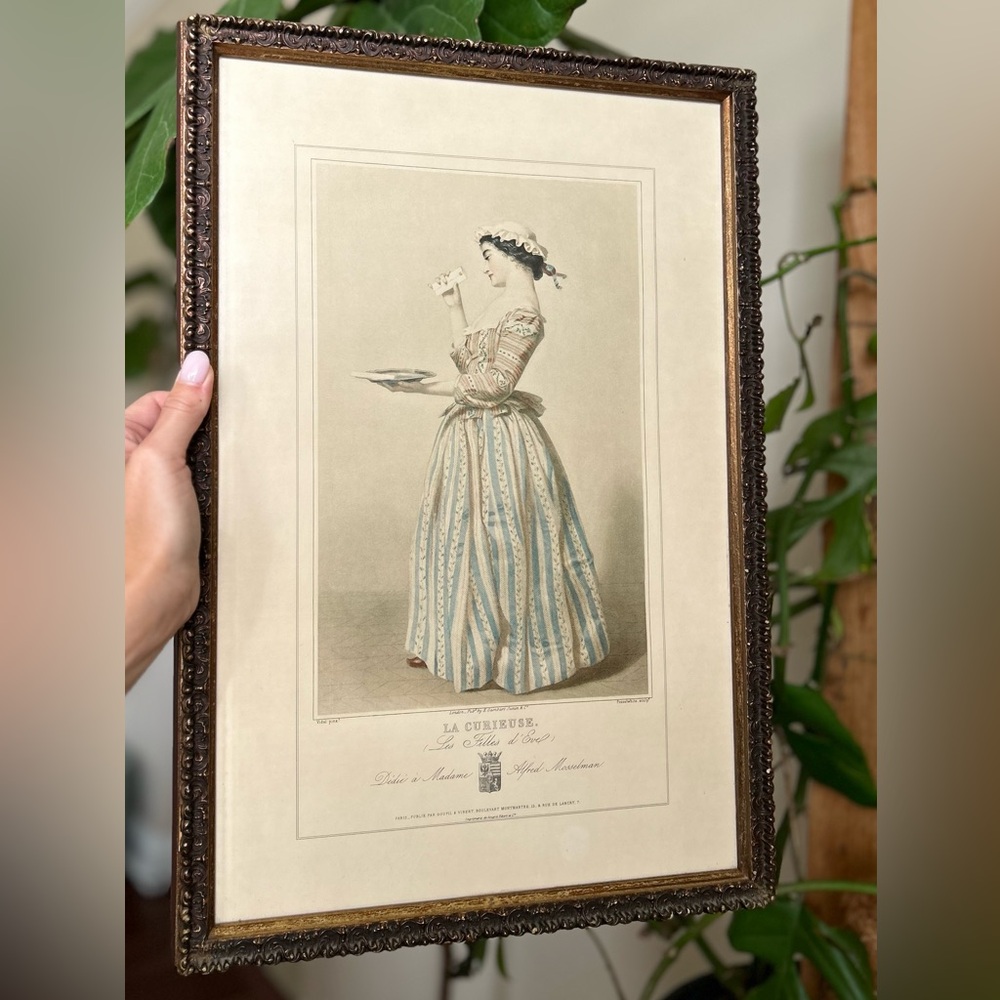 Turner Wall Vintage Framed Lithograph 1967 Parisian Fashion LA CURIEUSE!